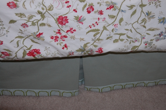 close up of the new bed skirt
